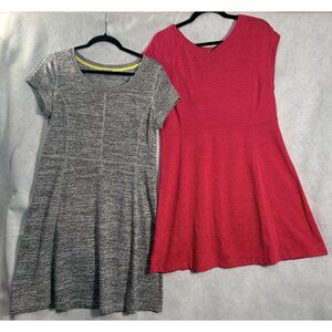TALBOTS Women Bundle 2 Short Sleeve Knee Length Dress Sz M Gray Pink 61-17